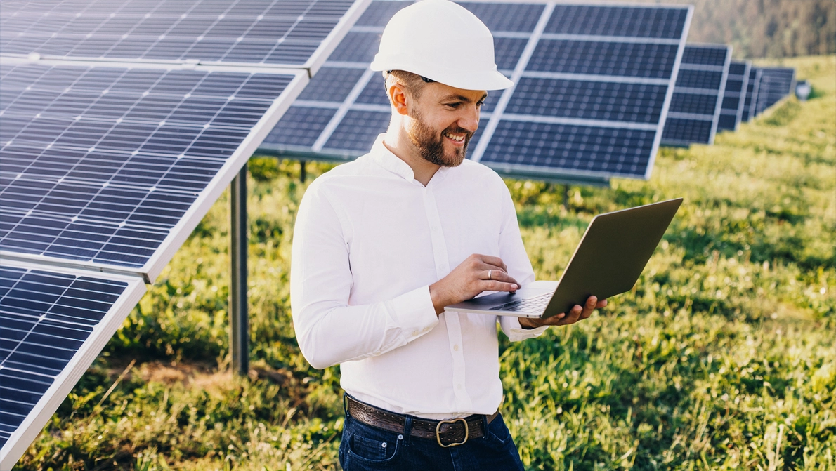 cloud services laptop businessman solar