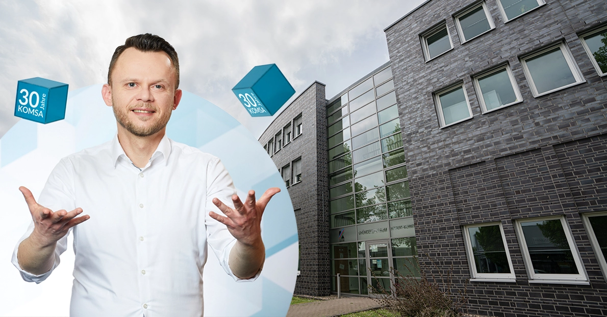 Damian Kwiotek als mobiler Arbeiter der KOMSA AG Damian Kwiotek als mobiler Arbeiter der KOMSA AG