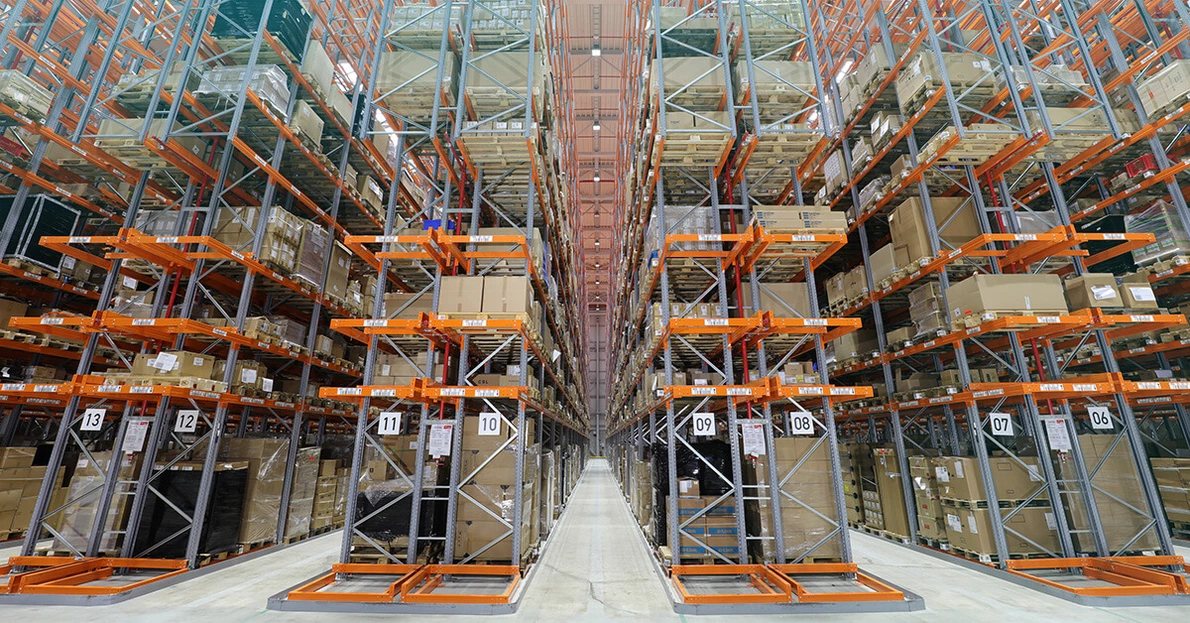 View of the KOMSA high-bay warehouse View of the KOMSA high-bay warehouse
