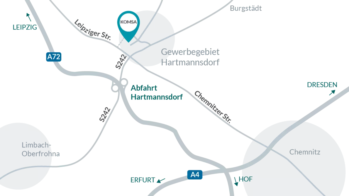 KOMSA Anfahrt 2023 1200x675 uebersicht KOMSA Anfahrt von Autobahn A 72