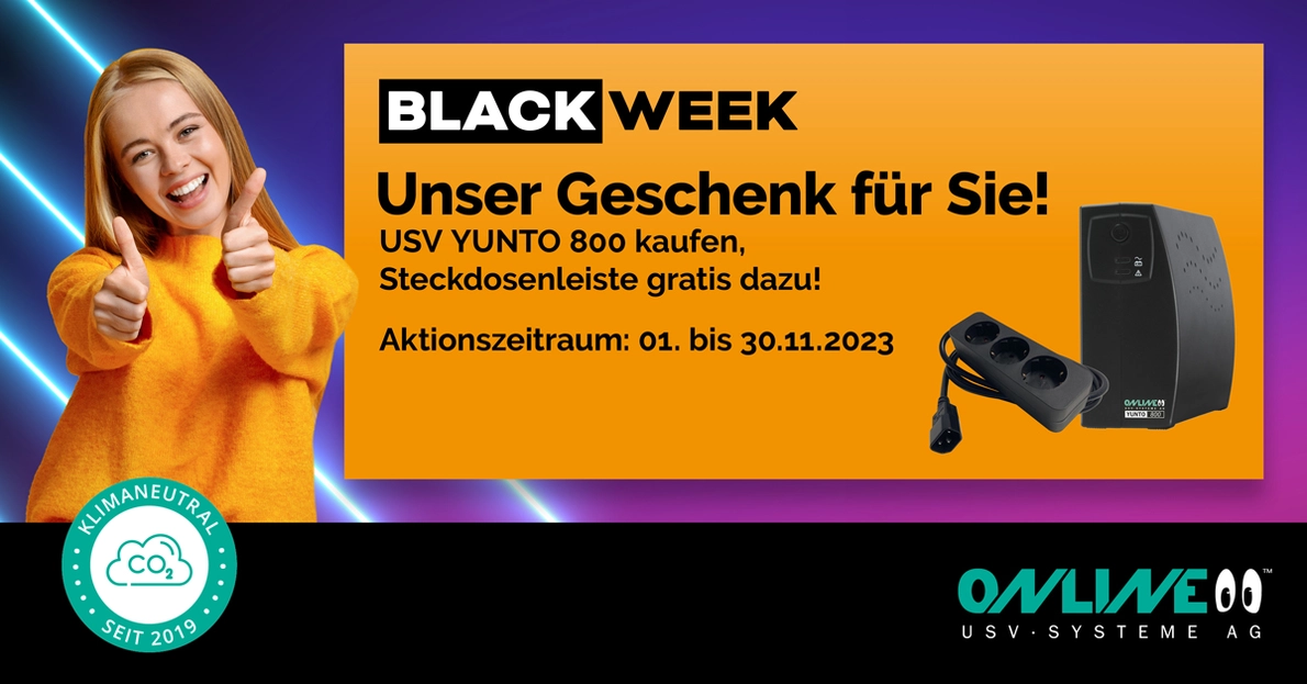 Pressebild BLACK WEEK Aktion ONLINE USV-Systeme